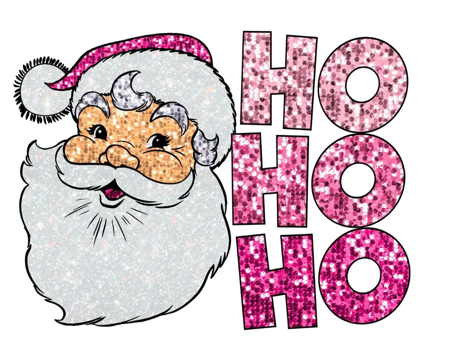 SANTA HO HO HO PINK SPARKLY