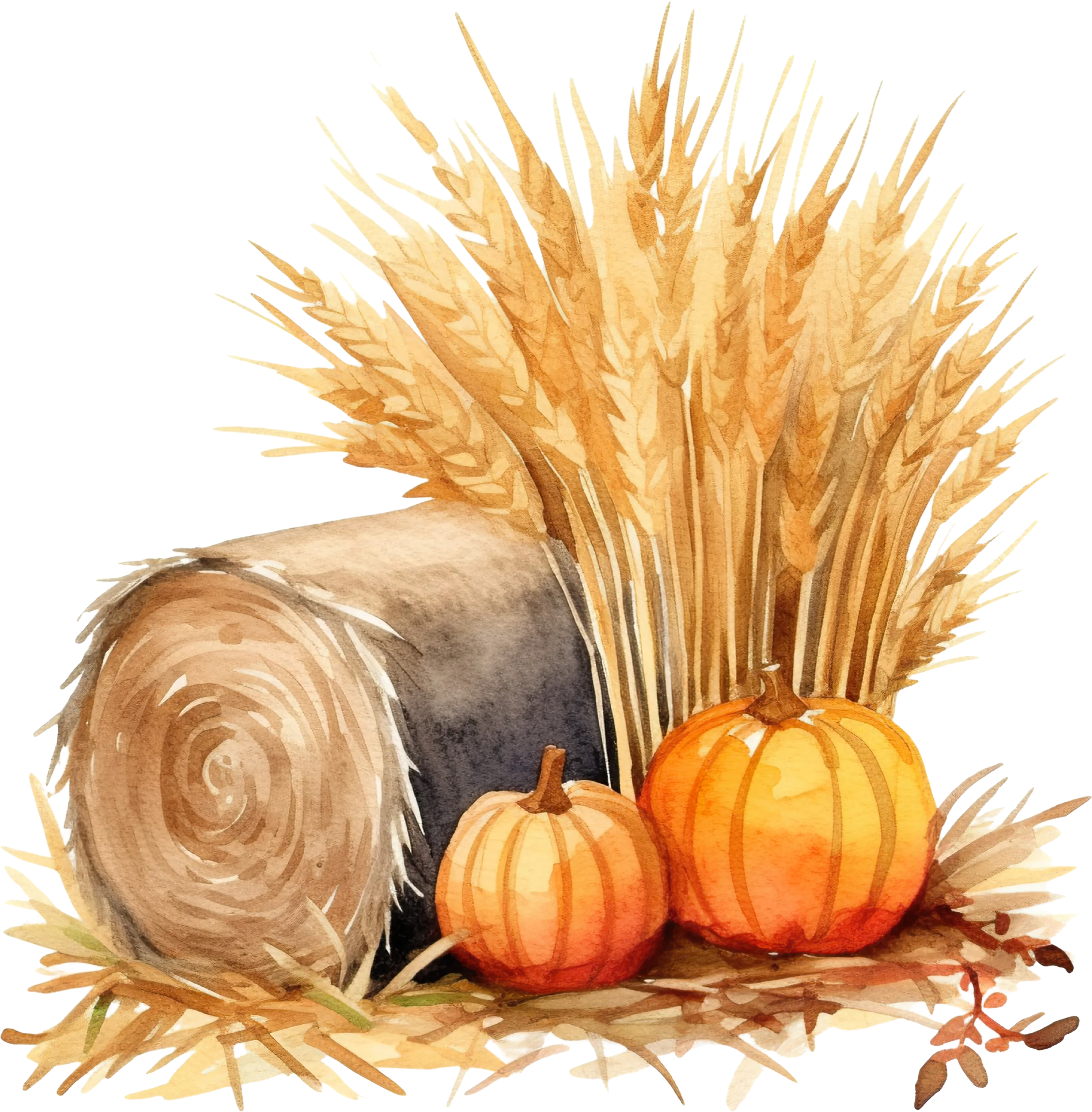 HAY BALE WITH PUMPKINS