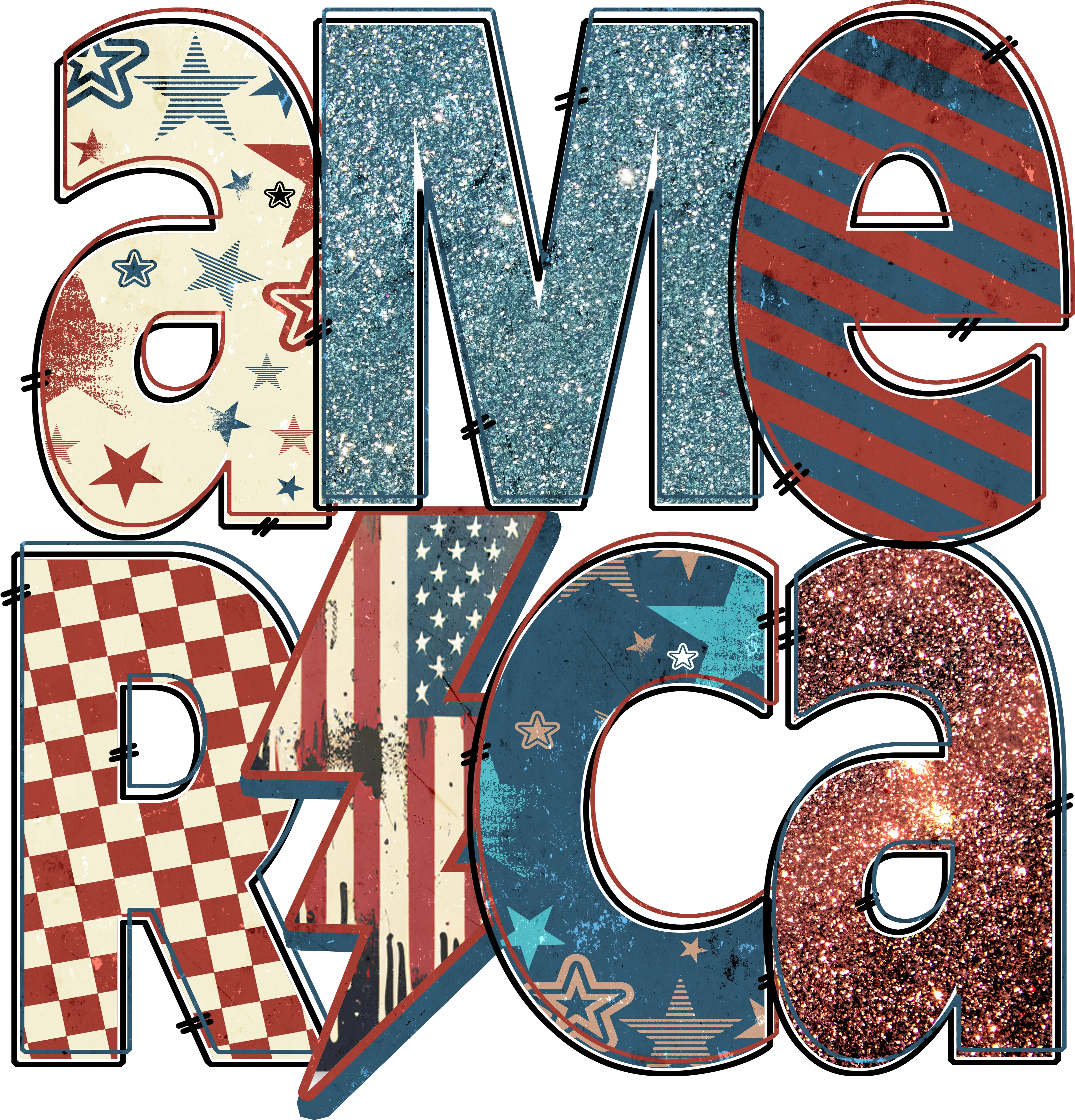 AMERICA GLITTER BOLT