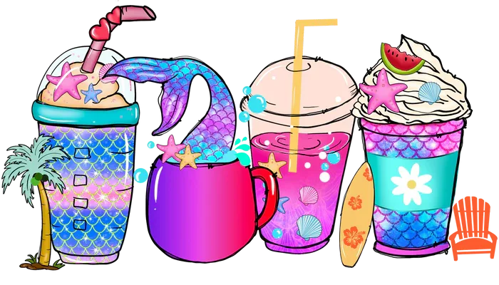 SUMMER COLORFUL CUPS MERMAID TAIL